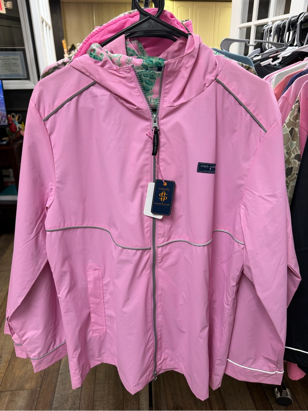 Simply Southern' Pink Hooded Rain Jacket